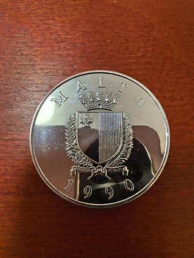 长老汇蛇年精选第二十三场拍卖 1990马耳他教皇访问5里拉精制银币，28.60克925银