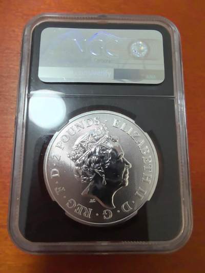 长老汇蛇年精选第二十三场拍卖 2018 英国特拉法加广场地标纳尔逊纪念碑2英镑银币，NGC MS69，冠军分，首期，少见黑盒