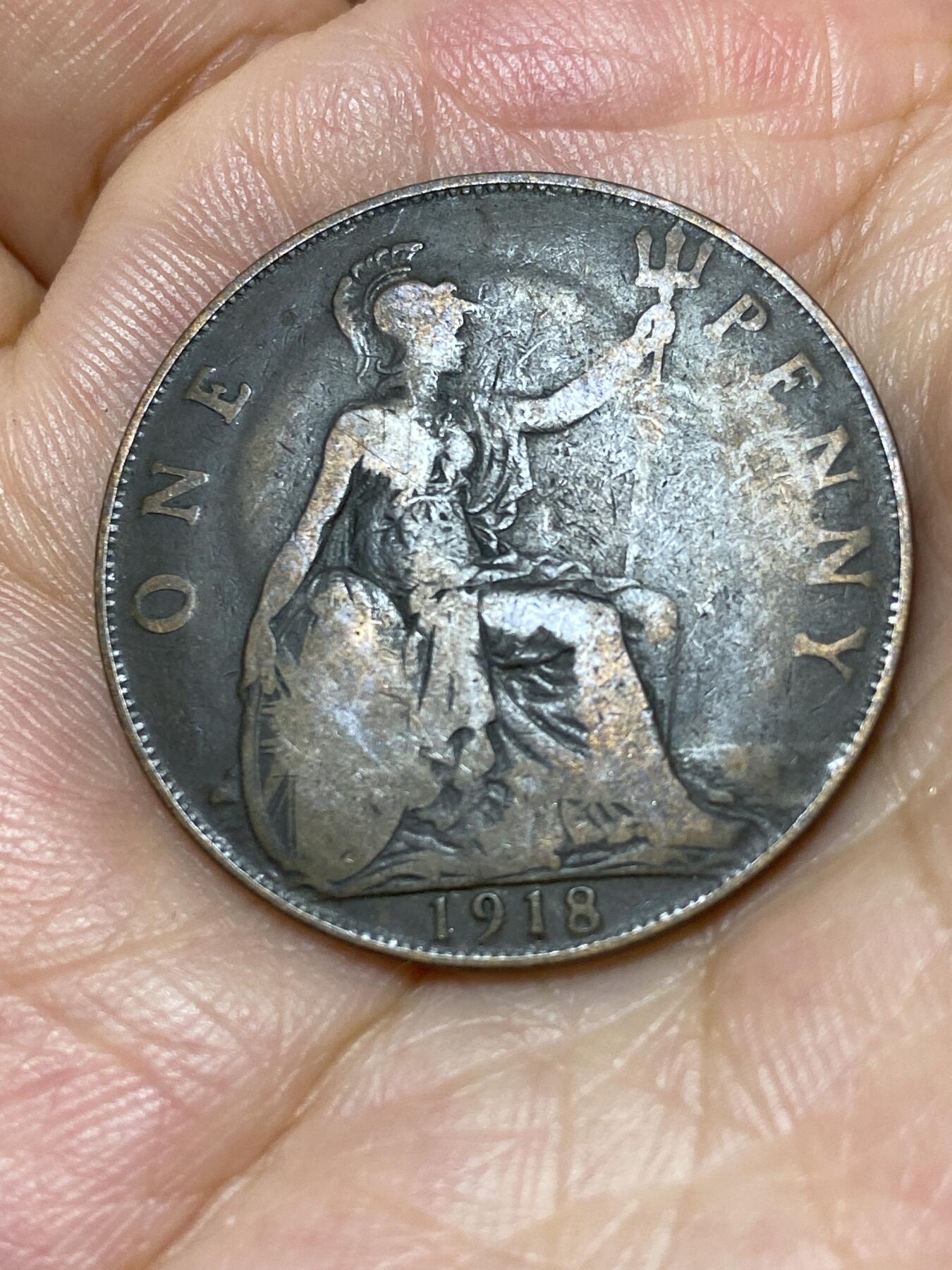 2025年第六十七场(总第九十三场）外国好品散币(免佣金) 透打–英国🇬🇧1918年1便士(乔治五世第一版)