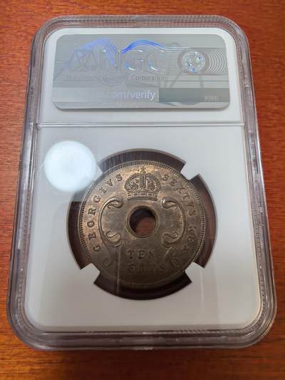 长老汇蛇年精选第二十三场拍卖 1950 英属东非洲乔治六世10分铜币，NGC MS63BN，唯一冠军分