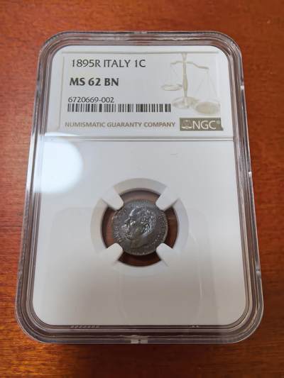 长老汇蛇年精选第二十三场拍卖 1895R ITALY意大利翁贝托一世1分铜币，NGC MS61BN，更高分仅有13枚