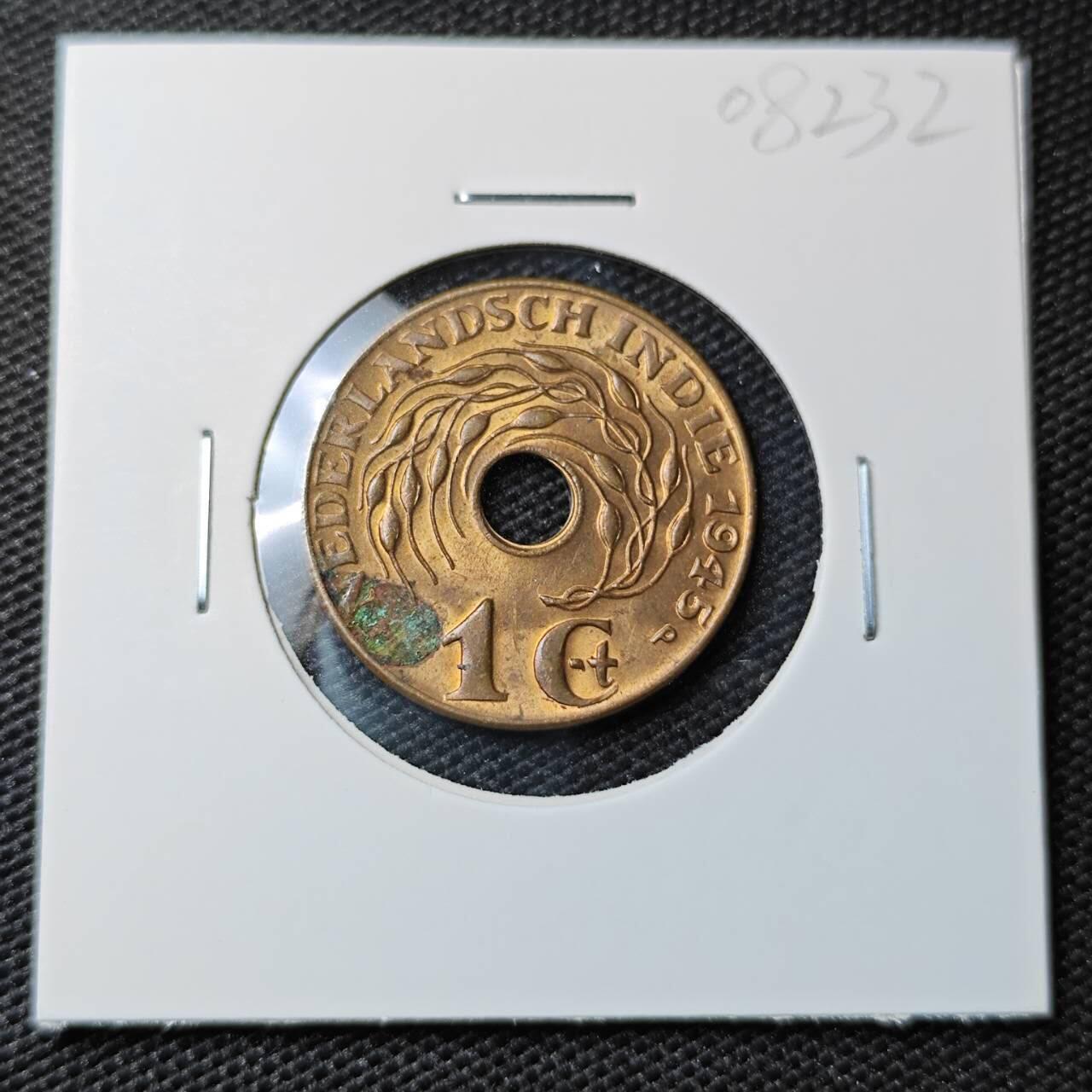 KK钱币收藏小铺 第308期 2月预留时间 周末发货 1945荷属东印度1分 铜币