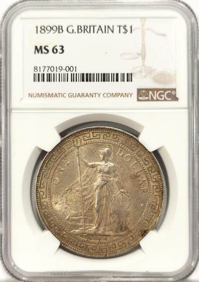 博洋堂世界钱币拍卖第131期（全场包邮） - NGC MS63 站洋1899年B版壹圆银币，黄油包浆