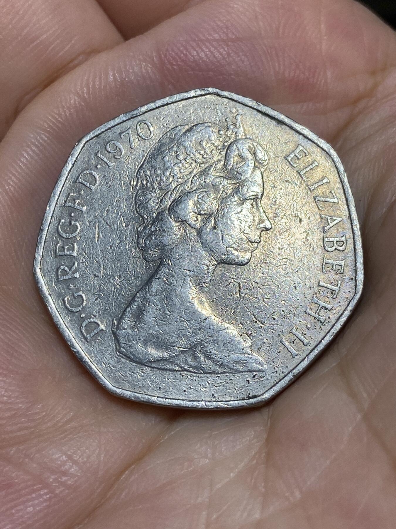 2025年第六十七场(总第九十三场）外国好品散币(免佣金) 英国🇬🇧1970年50新便士(伊丽莎白二世中年花冠，十进制)