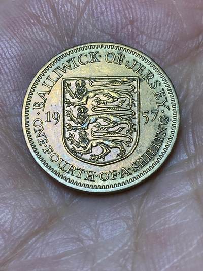 2025年第六十七场(总第九十三场）外国好品散币(免佣金) - 泽西岛🇯🇪1957年1/4先令(伊丽莎白二世青年带冠)
