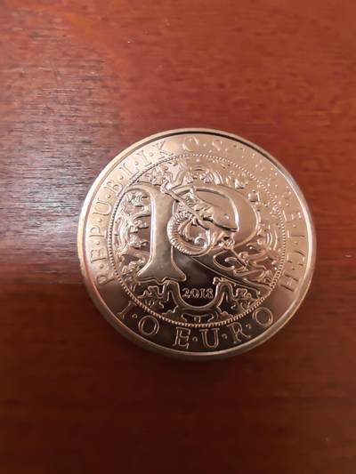 长老汇蛇年精选第二十三场拍卖 2018奥地利守护天使乌利尔10欧元精制铜币