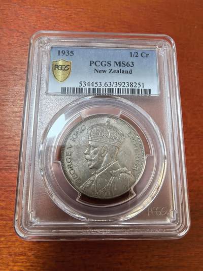 长老汇蛇年精选第二十三场拍卖 1935 新西兰乔治五世1/2克朗银币，PCGS MS63