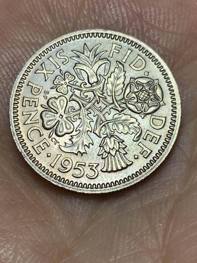 2025年第六十八场(总第九十四场）外国好品散币(免佣金) -  英国🇬🇧1953单年份6便士(伊丽莎白二世青年桂冠，加冕年版)