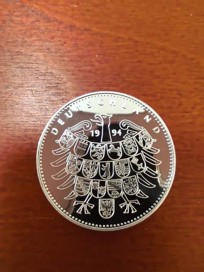 长老汇蛇年精选第二十三场拍卖 1994德国两德统一5周年银章，15克925银，34MM，MDM证书
