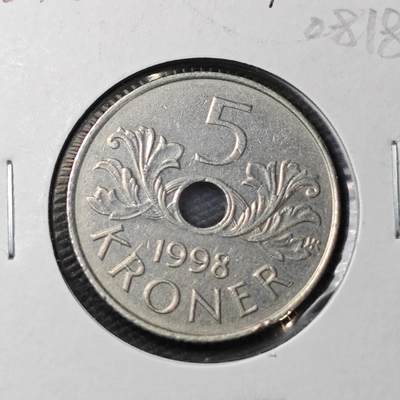KK钱币收藏小铺 第308期 2月预留时间 周末发货 - 1998挪威5克郎 