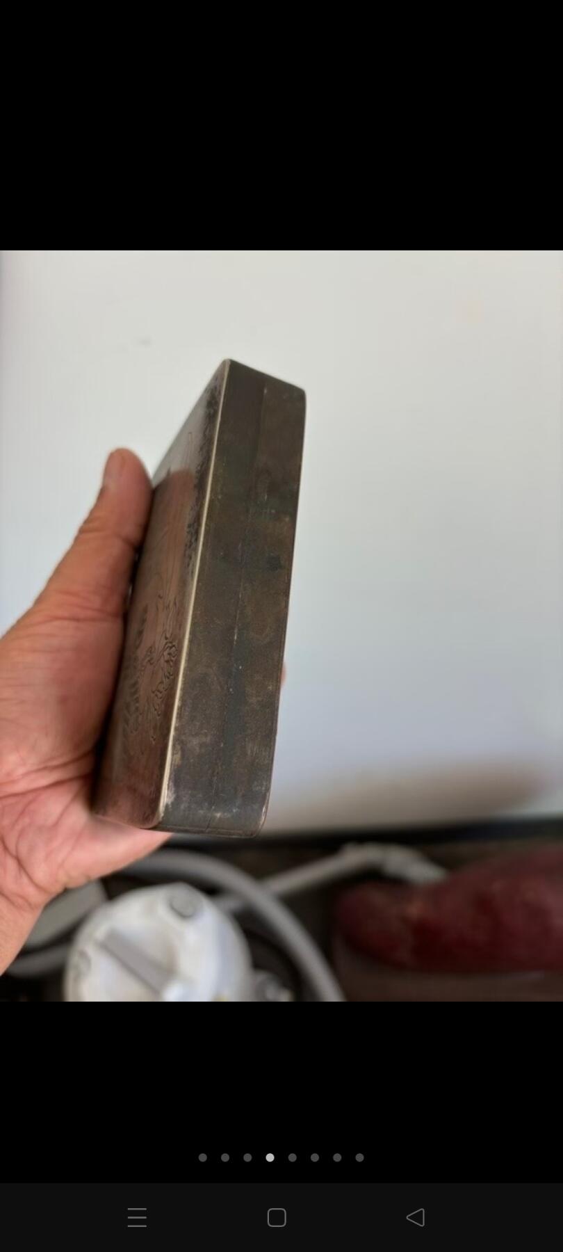 白铜刻花卉名家刻款墨盒
