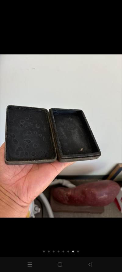 白铜刻花卉名家刻款墨盒 - 白铜刻花卉名家刻款墨盒