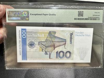 《外钞收藏家》第五百四十七期（本期稀少裸币、刀币、精品评级）（本平台长期征集拍品、欢迎藏友们联系合作） 1989年德国末版100马克 初版 PMG66 难得的无47靓号