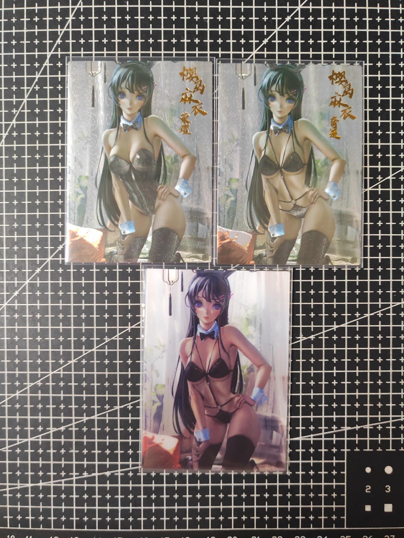 铃鹿第五期（提示一：自制卡难免瑕疵，可能存在撞角爆边等出厂瑕疵，介意慎拍；提示二：参拍请慎重，跑单押金不退的）） 猫总荣耀典藏系列粗闪对卡+光栅变换卡3张樱岛麻衣