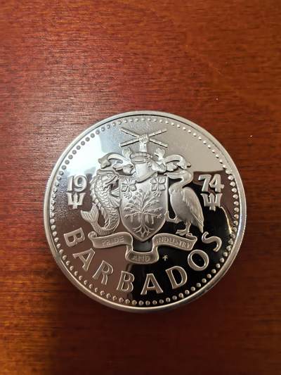 长老汇蛇年精选第二十三场拍卖 1974巴巴多斯5元精制银币，1盎司800银