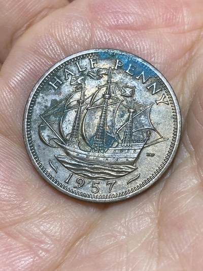 2025年第六十八场(总第九十四场）外国好品散币(免佣金) - 英国🇬🇧1957年半便士(伊丽莎白二世青年桂冠)