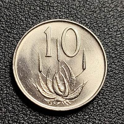 泉币菌-第54场-各国散币场 - 原光美品 南非1968年10分硬币 南非荷兰语版本 芦荟