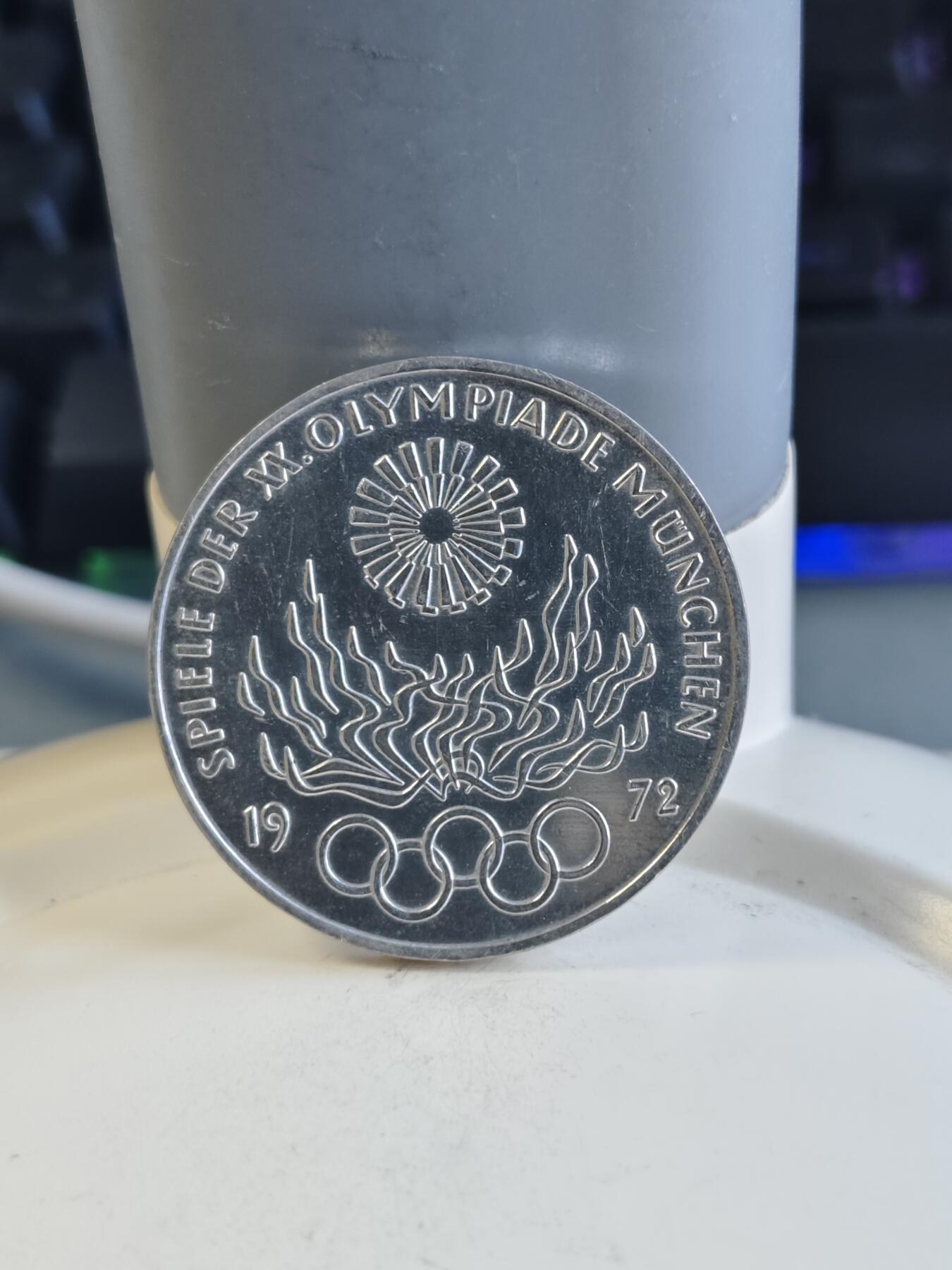 第166期拍卖【长期征集拍品】  德国1972年10马克 慕尼黑奥运会纪念银币，625银，15.53克，没有塑料盒