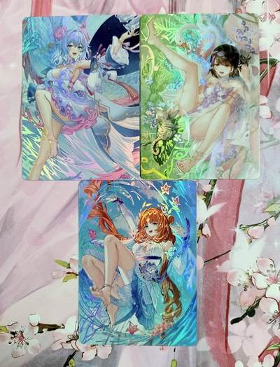 龙虎卡牌第46场 （无佣金，满120包邮，欢迎送拍） - 彩闪3张 鸡腿美足系列 竖版3张不同B