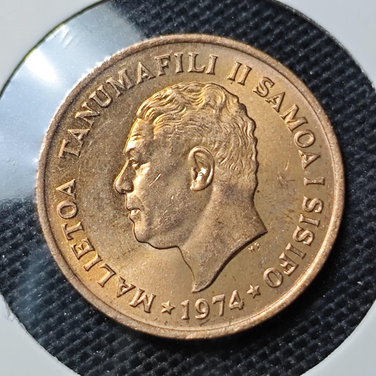 KK钱币收藏小铺 第309期 2月预留时间 周末发货 1974萨摩亚2分 好品铜币