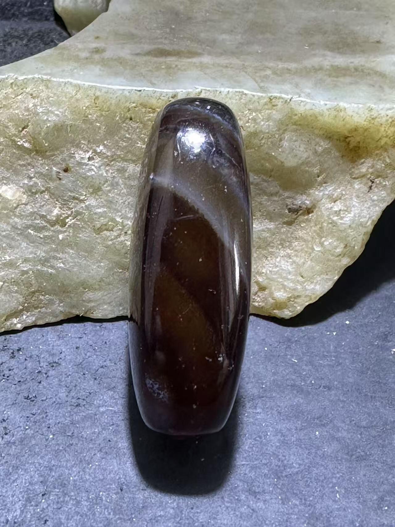 高玉化千层纹药师玛瑙通货板珠一个！