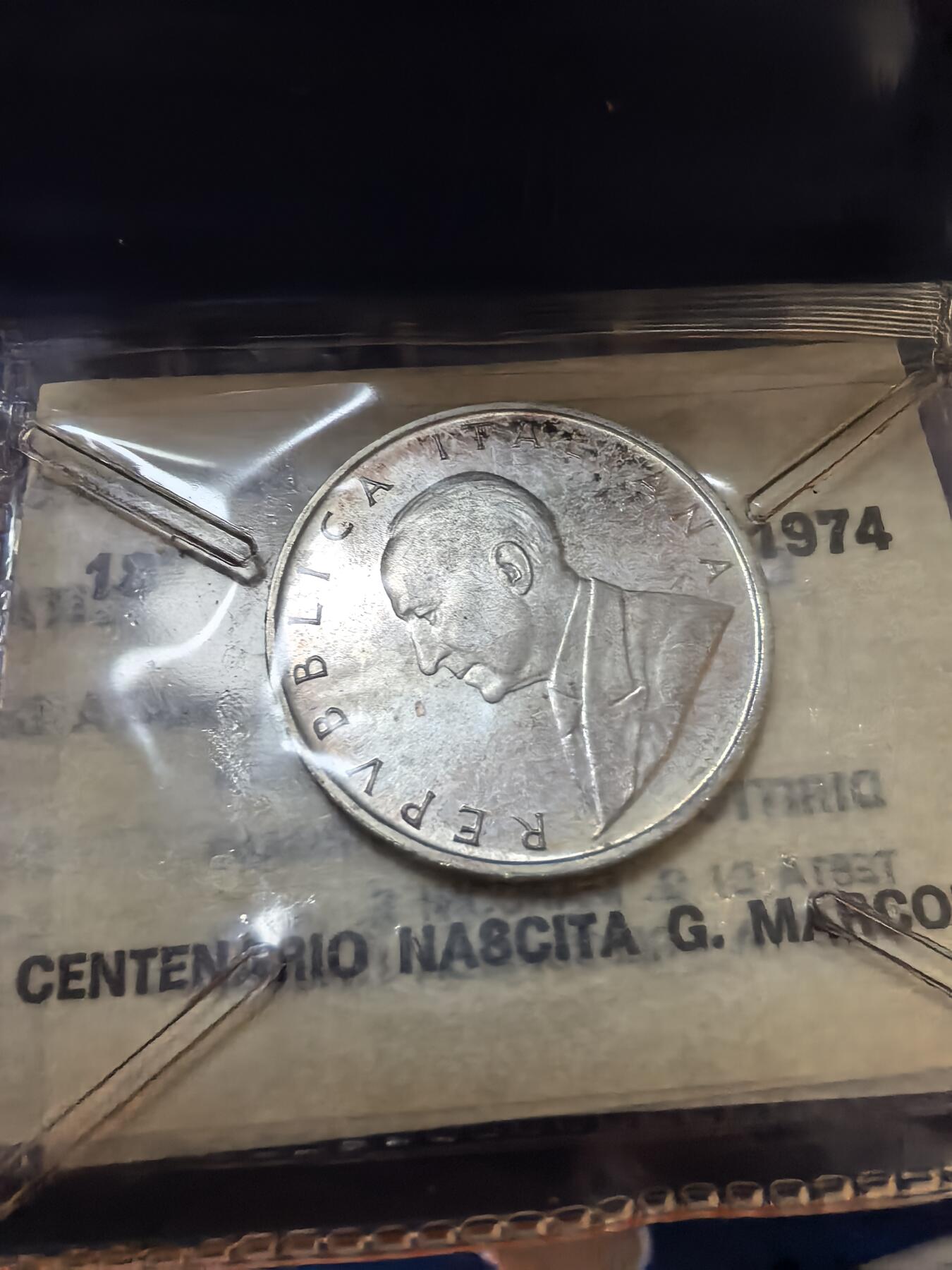 长老汇蛇年精选第二十四场拍卖 1974意大利马可尼500里拉类精制银币小钱包，保存完美，少见