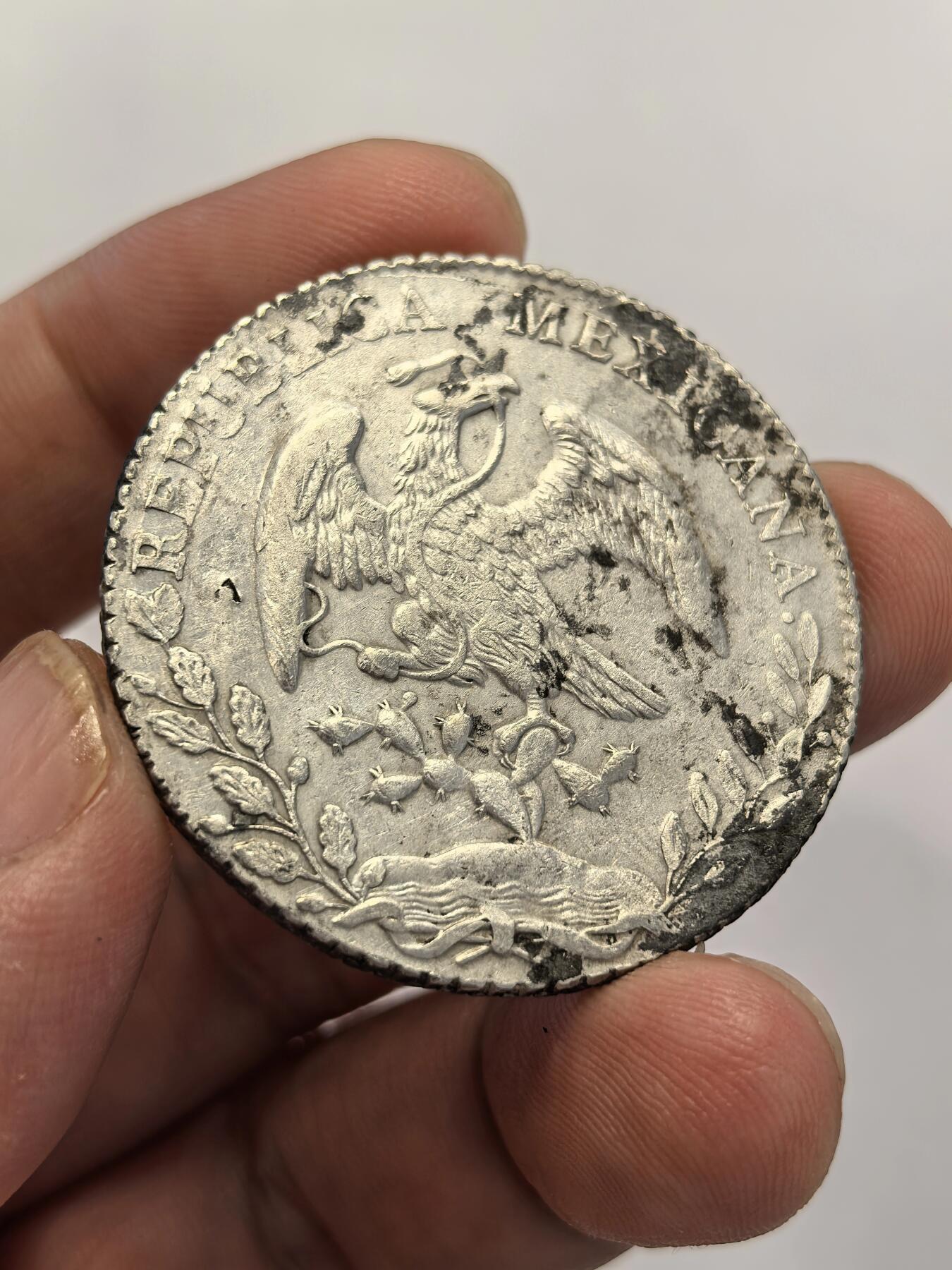 博洋堂世界钱币拍卖第131期（全场包邮） 墨西哥鹰洋MO.1884，AU底板，在华流通，有戳记