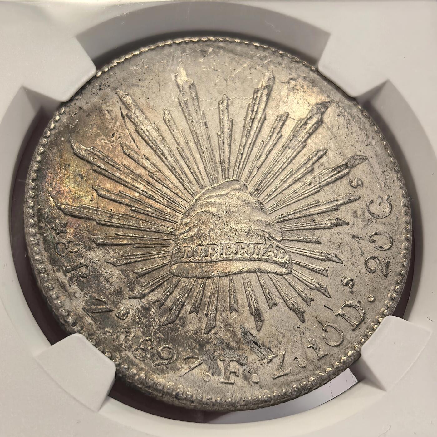 博洋堂世界钱币拍卖第131期（全场包邮） NGC MS62 墨西哥1897年ZS FZ版花边鹰洋，关门年份，原味窖藏彩，目前价值洼地