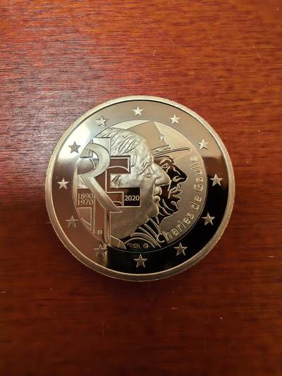 长老汇蛇年精选第二十四场拍卖 - 2020法国戴高乐将军2欧元精制双金属币，盒证全，1万枚