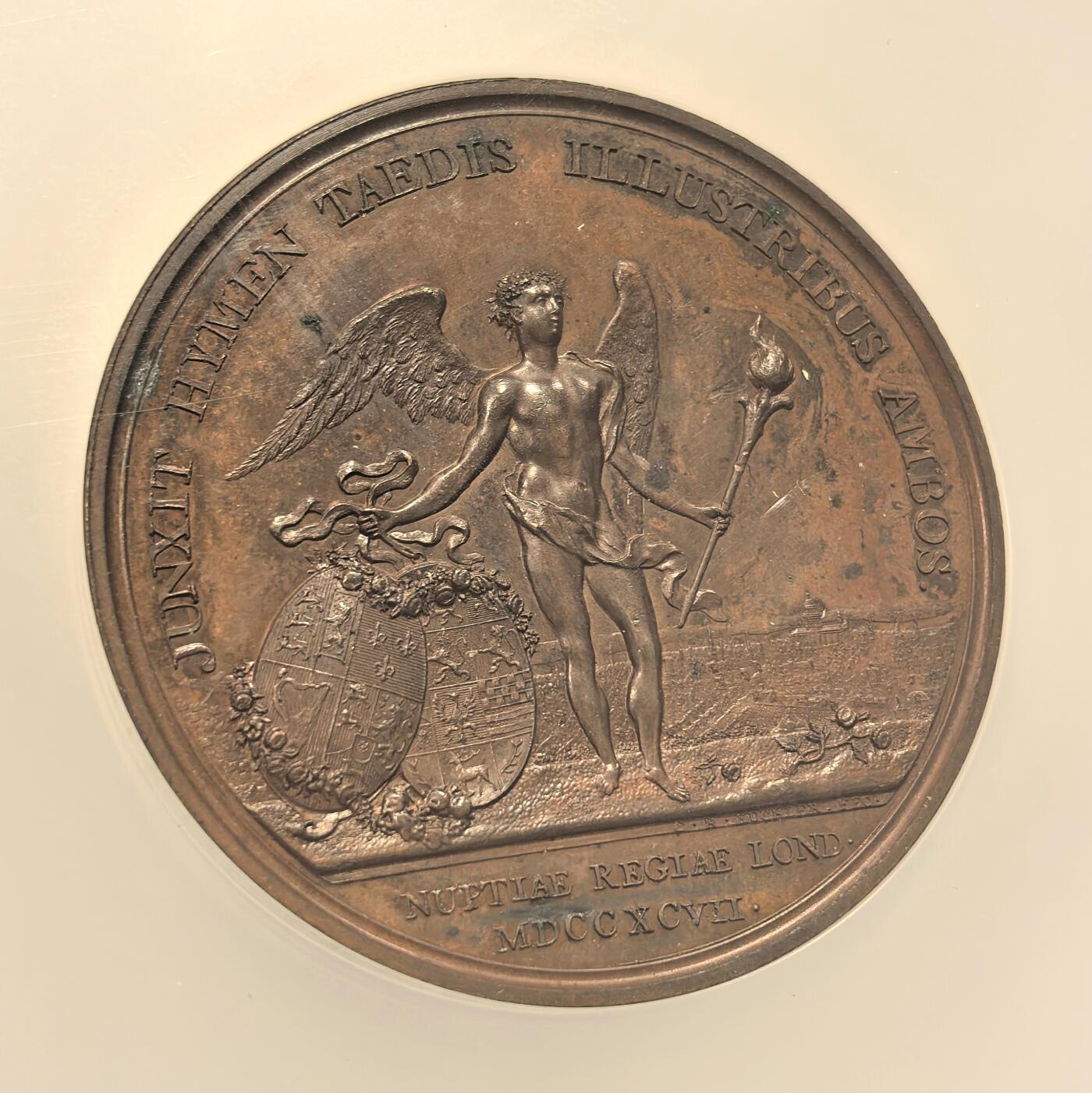 博洋堂世界钱币拍卖第131期（全场包邮） NGC MS62 大英帝国1795年乔治和卡洛琳双头像结婚纪念巨大铜章，比大英著名的车轮币还要早两年的工业革命极品机制古老币章！