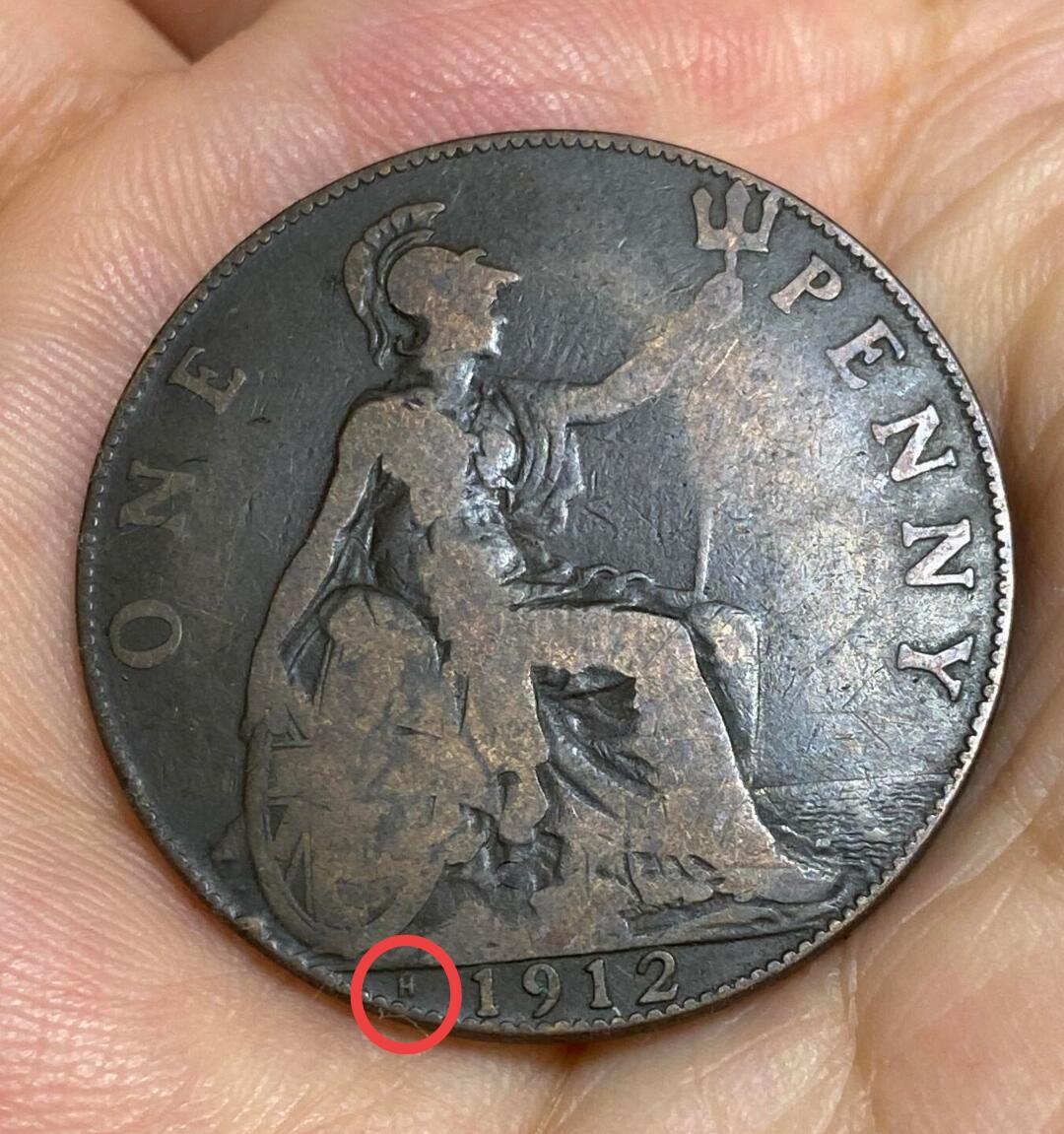2025年第六十七场(总第九十三场）外国好品散币(免佣金) 稀有品种–英国🇬🇧1912年1便士(乔治五世第一版，H标喜敦厂造)