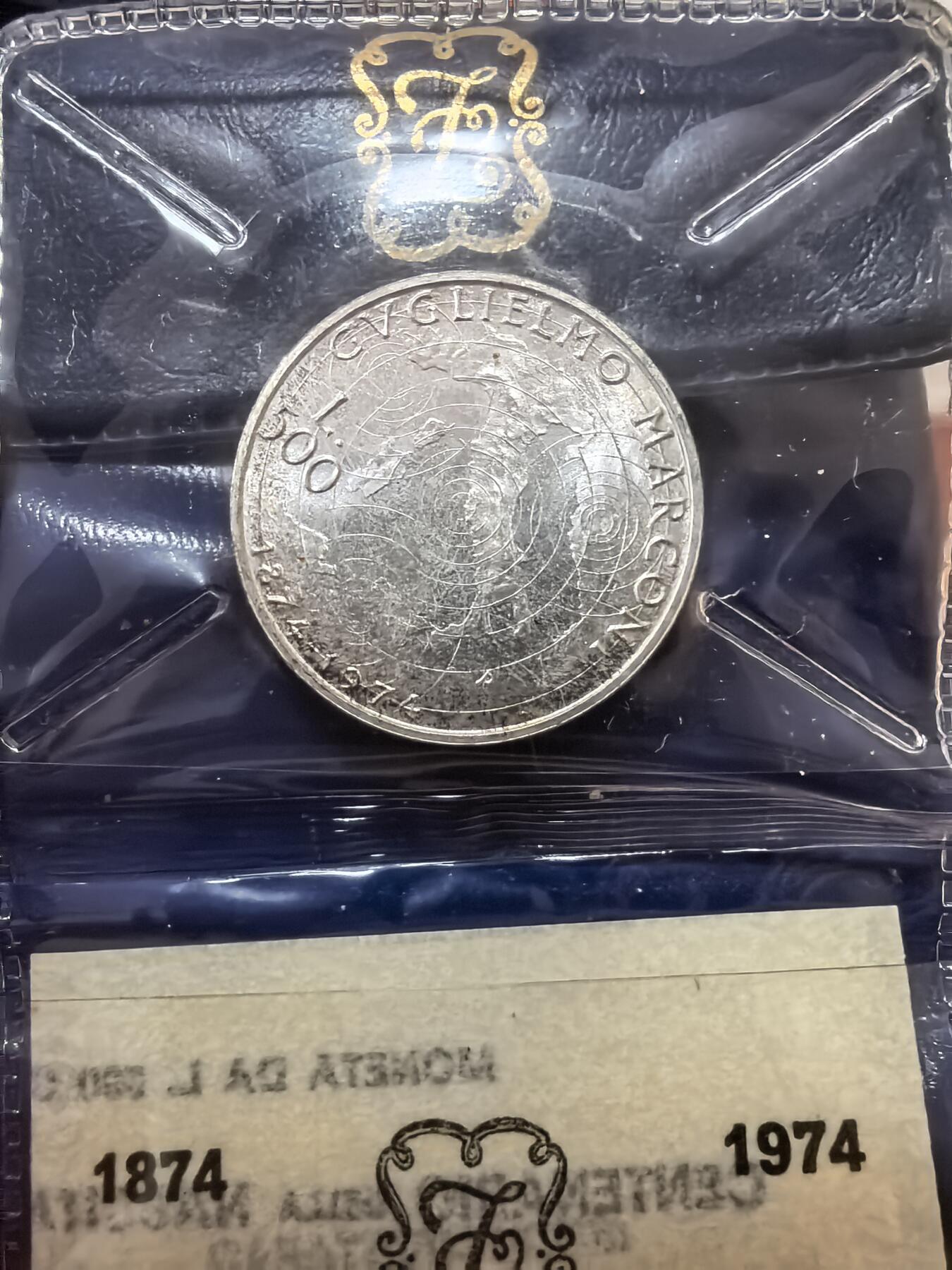 长老汇蛇年精选第二十四场拍卖 1974意大利马可尼500里拉类精制银币小钱包，保存完美，少见