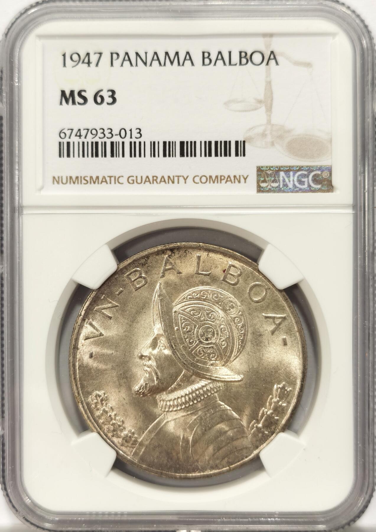 博洋堂世界钱币拍卖第131期（全场包邮） NGC MS63 巴拿马1947波拿巴