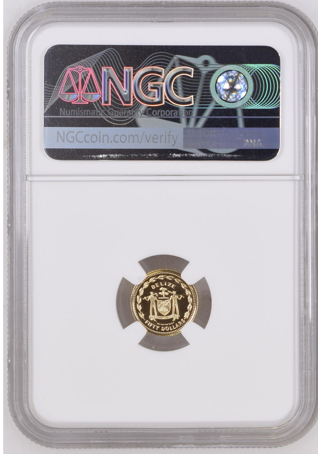 第166期拍卖【长期征集拍品】 伯利兹1981年蜂鸟纪念金币 NGC-PF69，1.5克，含金量50%。编号2874059-016 ，材料价578元