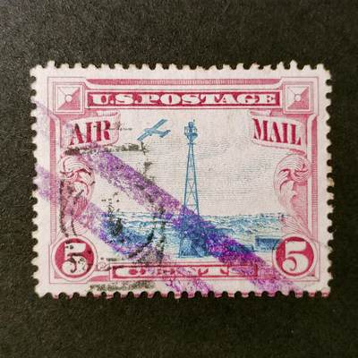 ↓君缘收藏533期☞钱币邮品↓无佣金、可寄存、满30元包邮  - 美国邮票，1928年飞越洛基山脉·洛基山灯塔邮票雕刻版1全