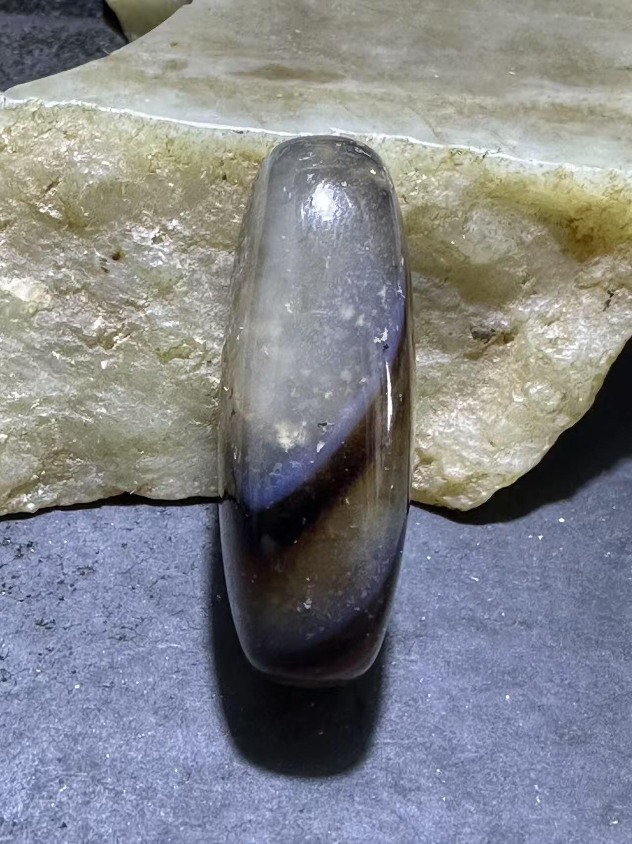 高玉化千层纹药师玛瑙通货板珠一个！