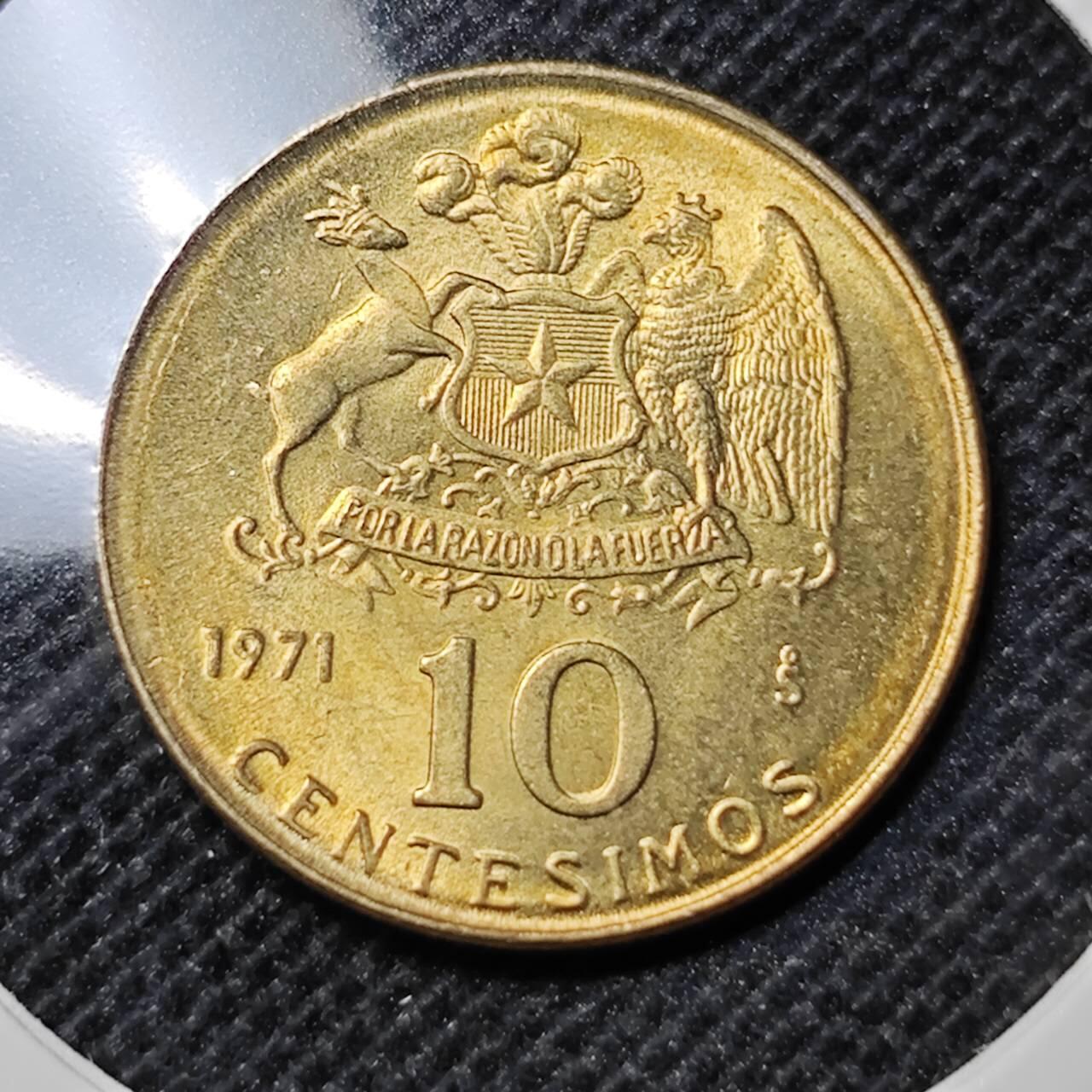 KK钱币收藏小铺 第309期 2月预留时间 周末发货  1971智利10分好品铜币