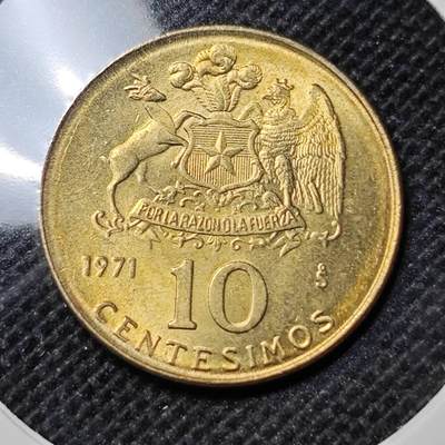 KK钱币收藏小铺 第309期 2月预留时间 周末发货 -  1971智利10分好品铜币