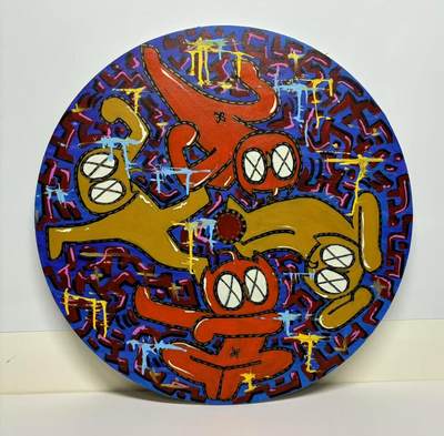 零元拍：歪歪亲笔签名丙烯原画作品，作品名称:《圆域狂想》 - 零元拍：歪歪亲笔签名丙烯原画作品，作品名称:《圆域狂想》