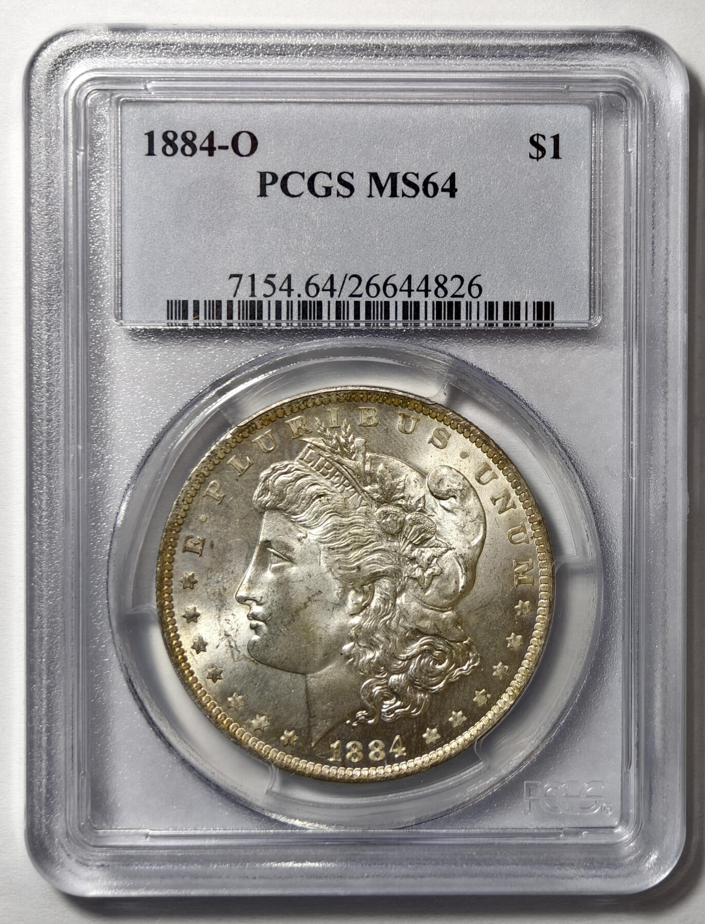 紫瑗钱币——第575期 美国 1884年 O版 摩根 大头妹 1美元 银币 PCGS MS64 老盒