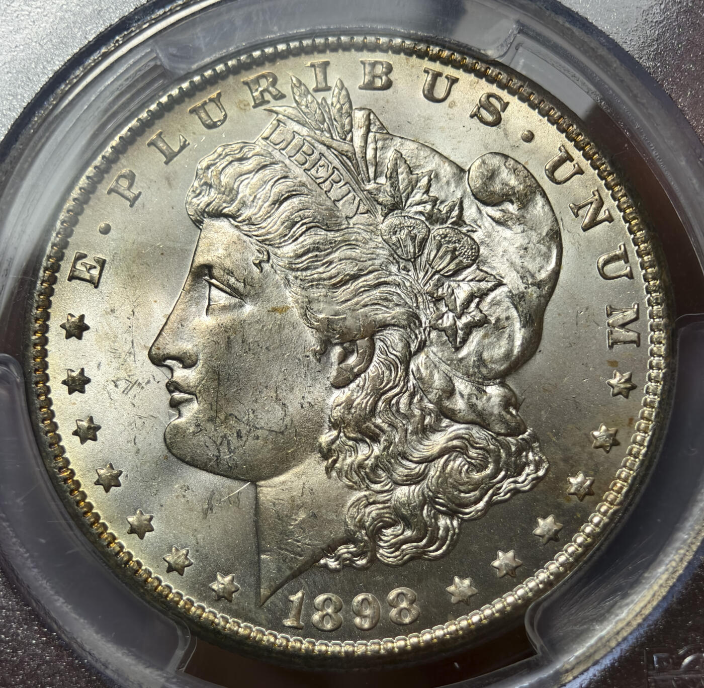 紫瑗钱币——第575期 美国 1898年 O版 摩根 大头妹 1美元 银币 PCGS MS64 老盒