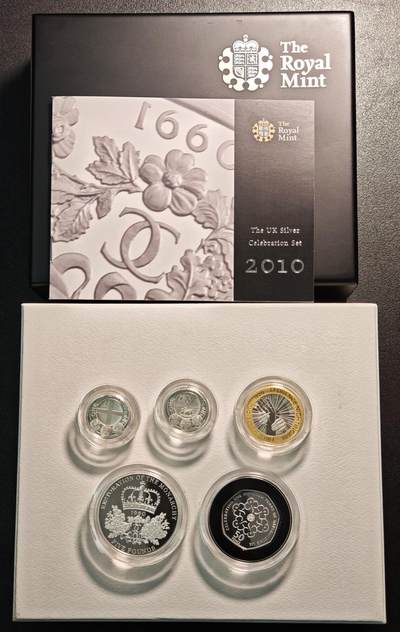 【德藏】世界币章拍卖第138期（拍品征集中~欢迎藏友联系） - 2010年 英国精制纪念银币(5枚一套) 原盒 原证书