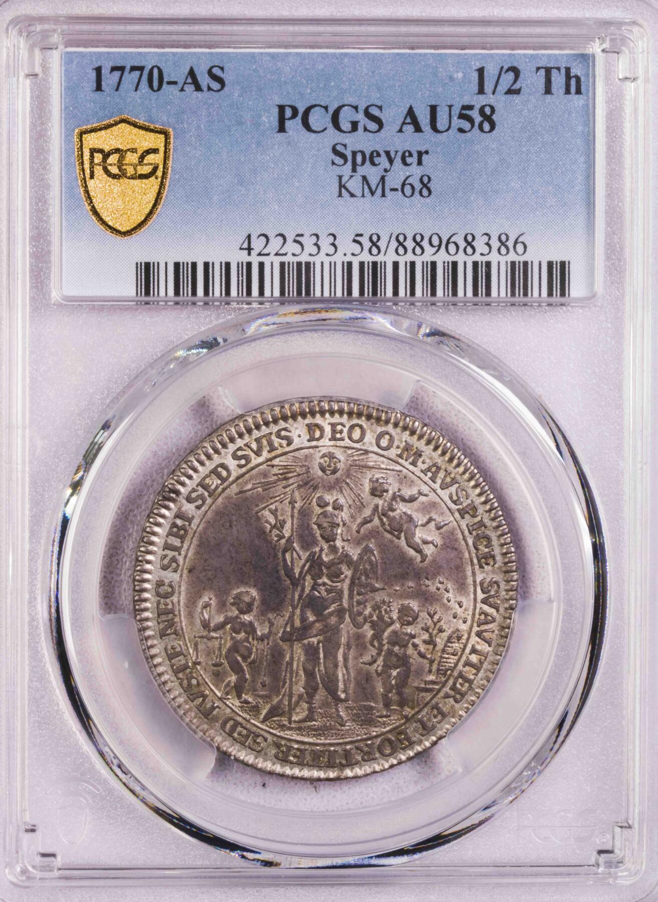 PCGS-AU58 1770德国施派尔菲利普主教继位半泰勒 季军