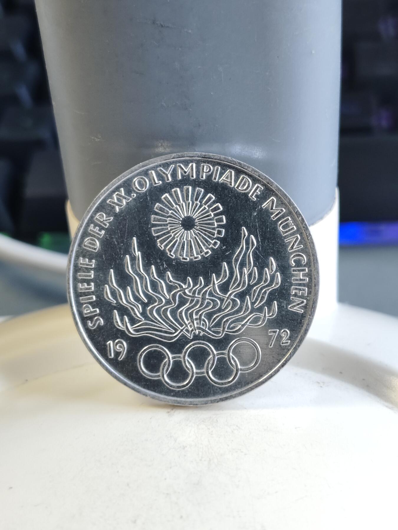 第166期拍卖【长期征集拍品】  德国1972年10马克 慕尼黑奥运会纪念银币，625银，15.53克，没有塑料盒