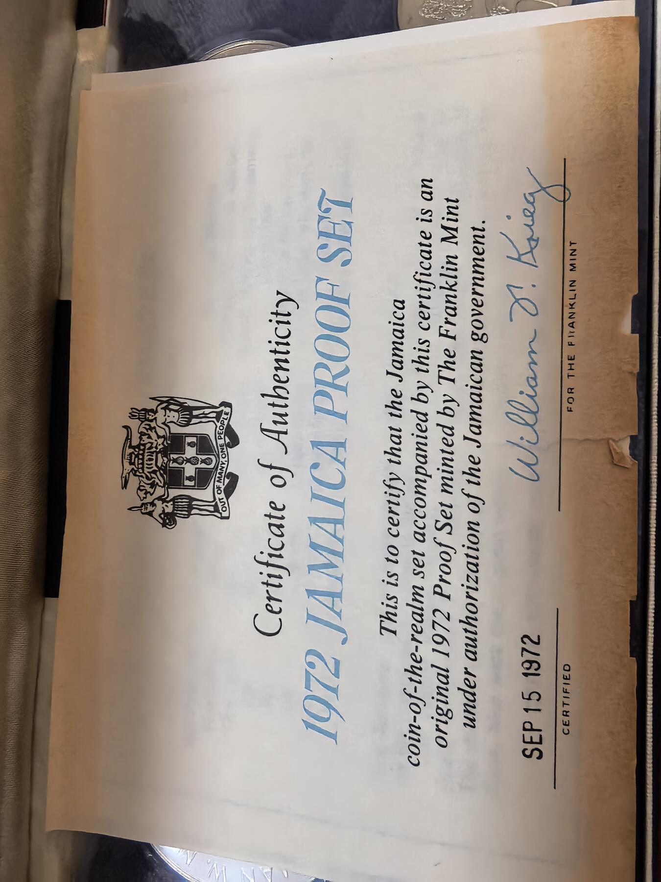 长老汇蛇年精选第二十五场拍卖 1972牙买加7枚精制套币，盒证全