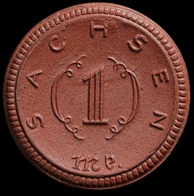 修遠堂世界钱币第七十八期 - 1921年德国紧急时期萨克森1马克陶瓷币 完全未流通