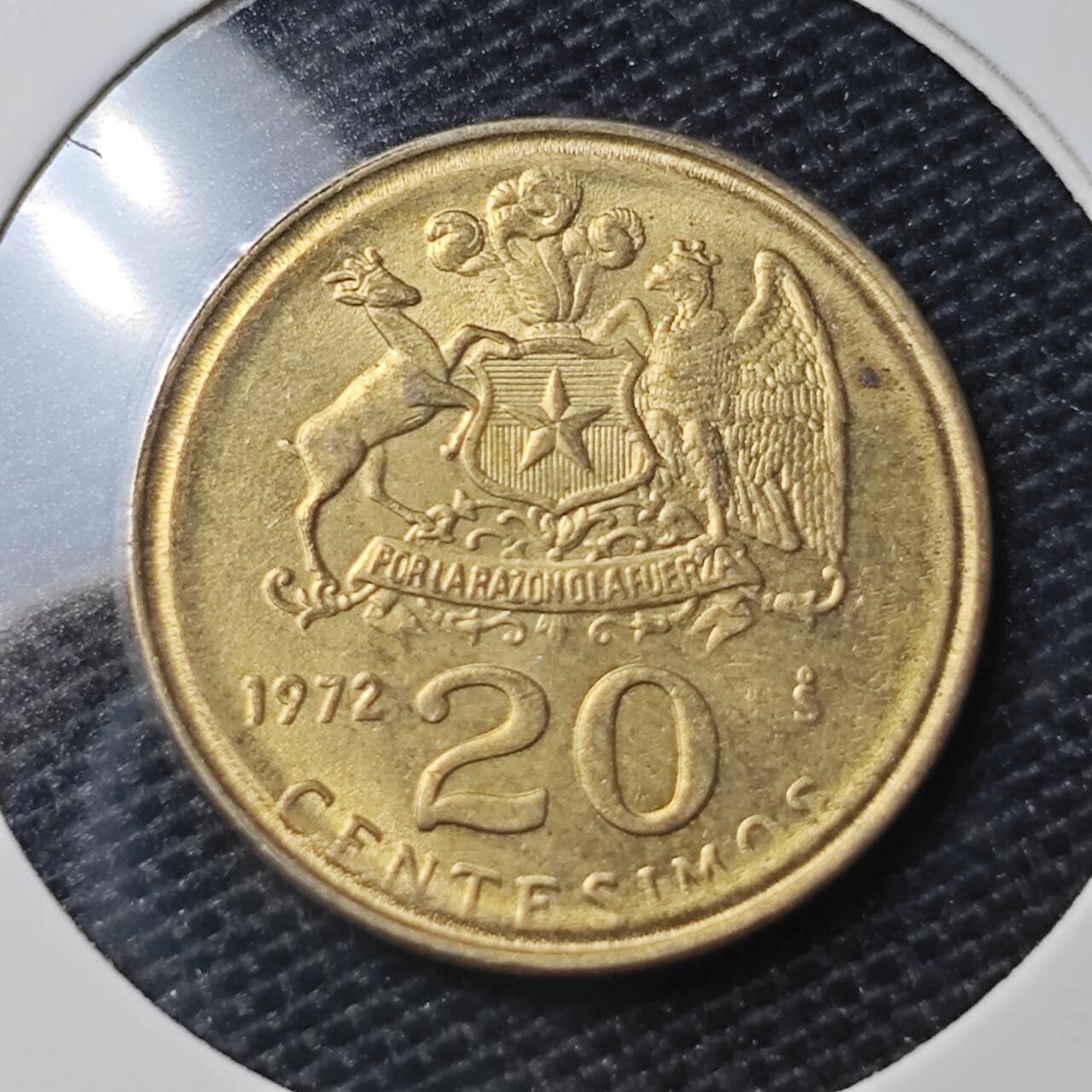 KK钱币收藏小铺 第309期 2月预留时间 周末发货 1972智利20分 好品铜币