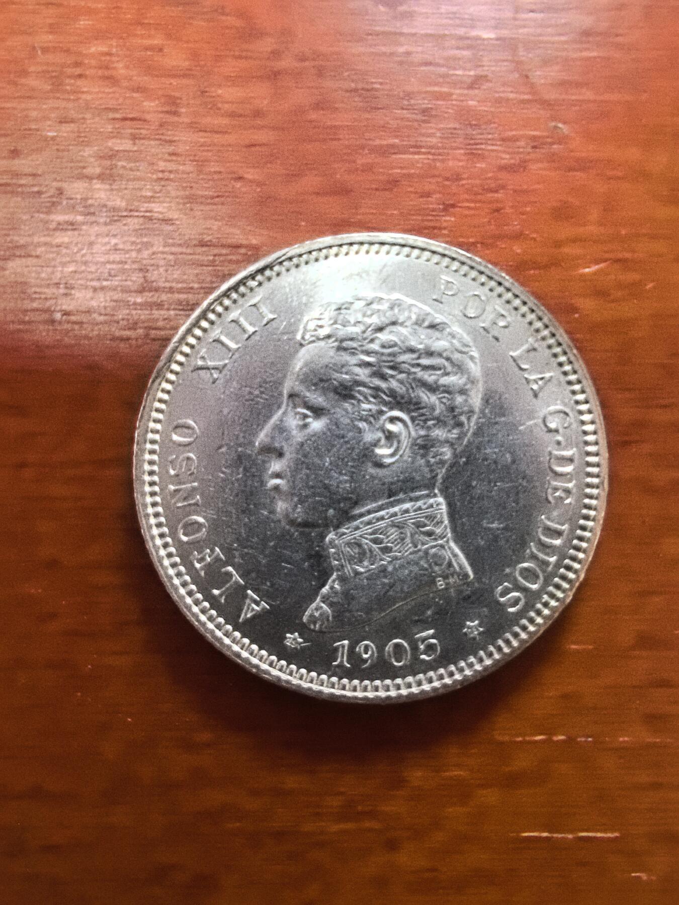 长老汇蛇年精选第二十五场拍卖 1905西班牙阿方索十三世2比塞塔银币，好品