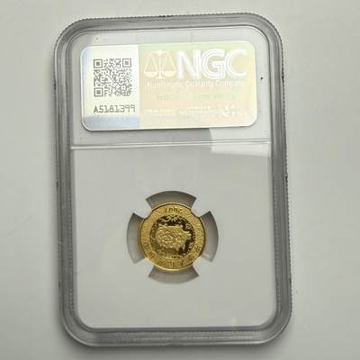 【金钰满堂钱币第四十三期】中国金银币/NGC评级币/金总封装币/国外金币 2007年猪年生肖1/10盎司彩色金币评级NGC70分 带证书 纯金3.11克