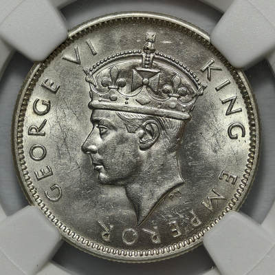 紫瑗钱币——第576期 - 斐济 1942年 S版 乔治六世 一先令 5.66克 0.9银 NGC MS60